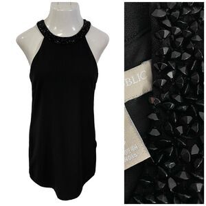 Banana Republic Dress Womens 6P LBD Black Cocktail Beaded Neck Sleeveless Date